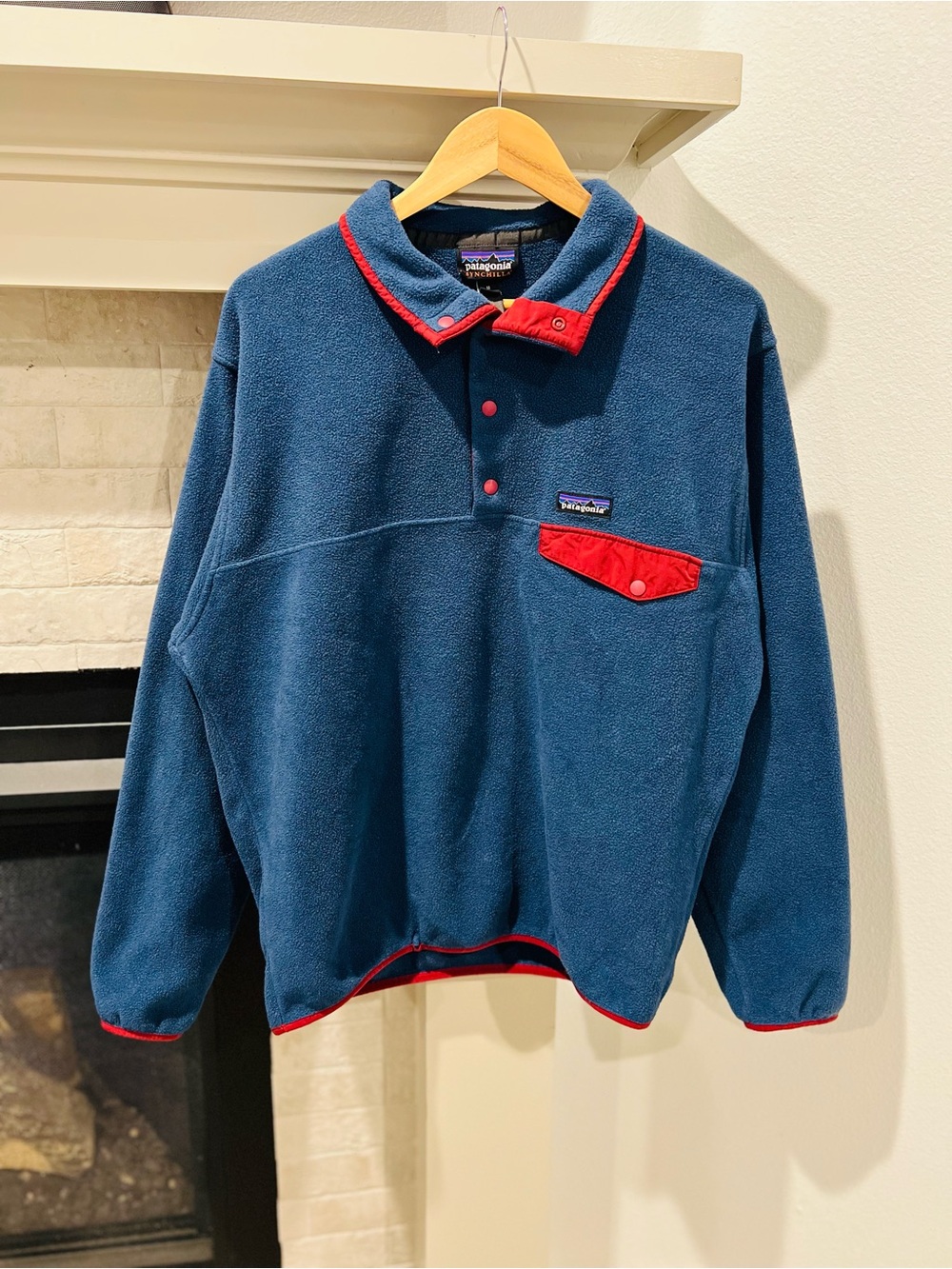 Patagonia Lightweight Synchilla Snap-T Fleece Pullover Blue Red Size Medium